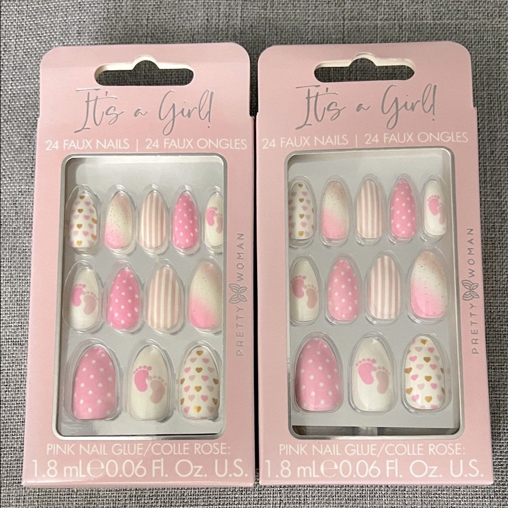 “It’s a Girl” Pink Faux Nails Sets (2-Pack) by Pretty Woman